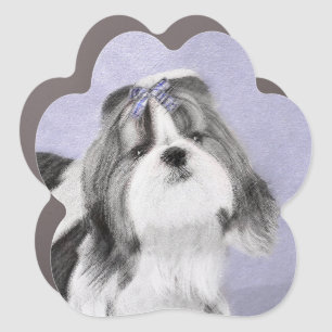 Shih Tzu Painting - Cute Original Dog Art Car Magnet