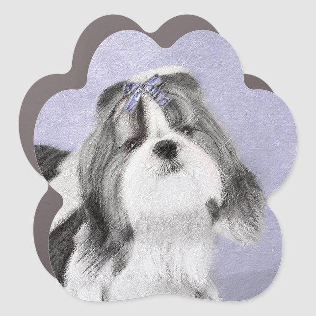 Shih Tzu Painting - Cute Original Dog Art Car Magnet (Front)
