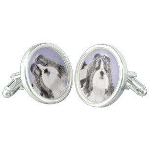 Shih Tzu Painting - Cute Original Dog Art Cufflinks