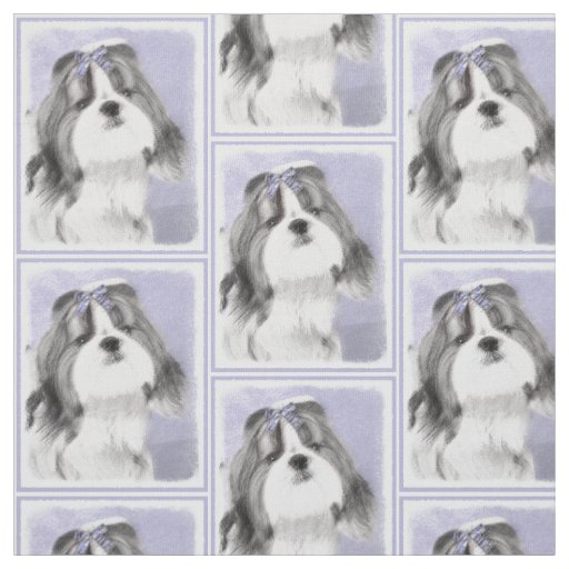 Shih Tzu Painting - Cute Original Dog Art Fabric
