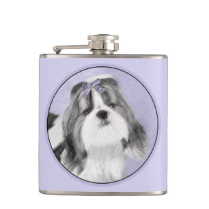 Shih Tzu Painting - Cute Original Dog Art Flask