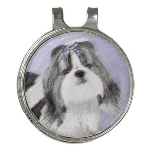 Shih Tzu Painting - Cute Original Dog Art Golf Hat Clip