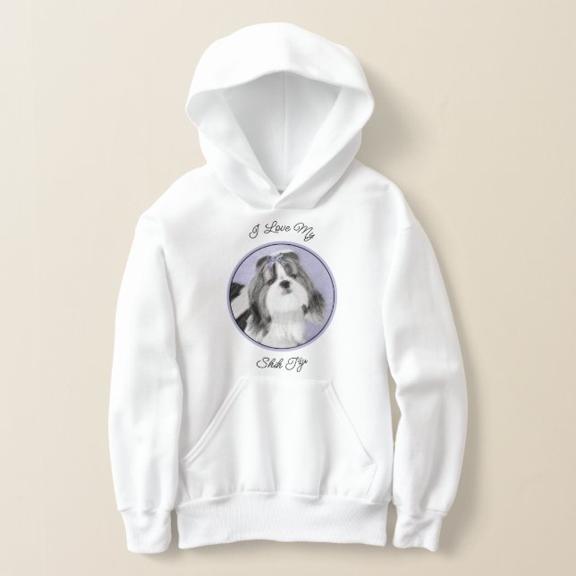 Shih Tzu Painting - Cute Original Dog Art Hoodie (Laydown)