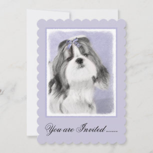 Shih Tzu Painting - Cute Original Dog Art Invitation