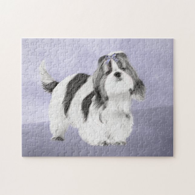 Shih Tzu Painting - Cute Original Dog Art Jigsaw Puzzle (Horizontal)