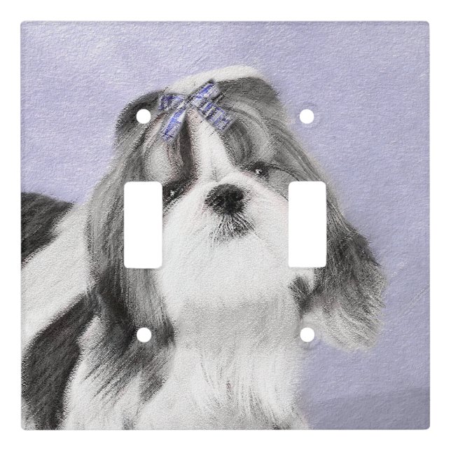 Shih Tzu Painting - Cute Original Dog Art Light Switch Cover (Front)