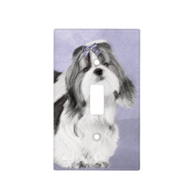 Shih Tzu Painting - Cute Original Dog Art Light Switch Cover (Front)