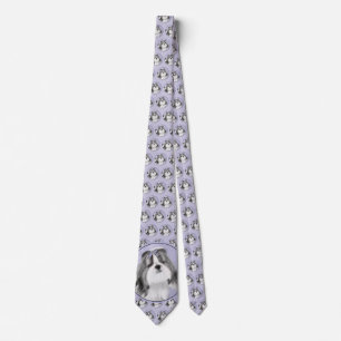 Shih Tzu Painting - Cute Original Dog Art Neck Tie
