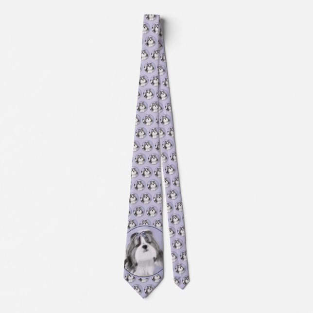 Shih Tzu Painting - Cute Original Dog Art Neck Tie (Front)