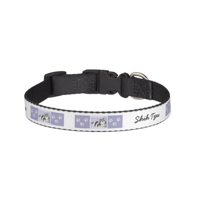 Shih Tzu Painting - Cute Original Dog Art Pet Collar (Front)