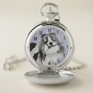 Shih Tzu Painting - Cute Original Dog Art Pocket Watch
