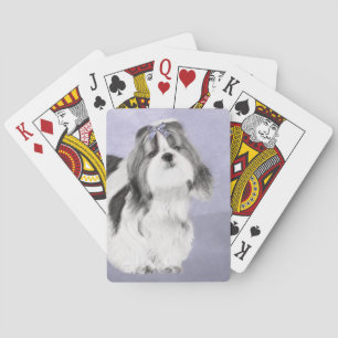 Shih Tzu Painting - Cute Original Dog Art Poker Cards