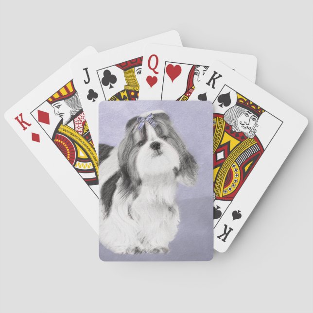 Shih Tzu Painting - Cute Original Dog Art Poker Cards (Back)