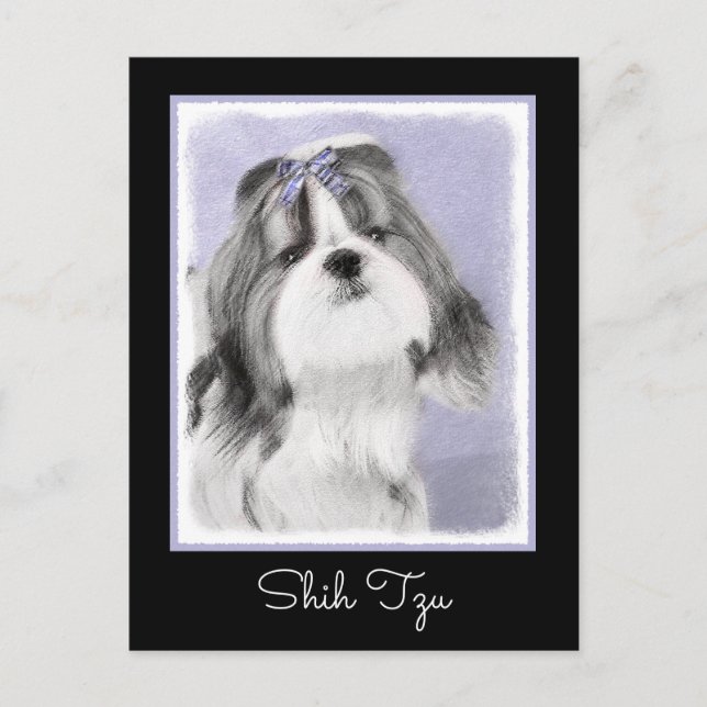 Shih Tzu Painting - Cute Original Dog Art Postcard (Front)