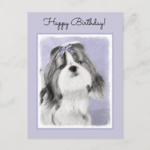 Shih Tzu Painting - Cute Original Dog Art Postcard