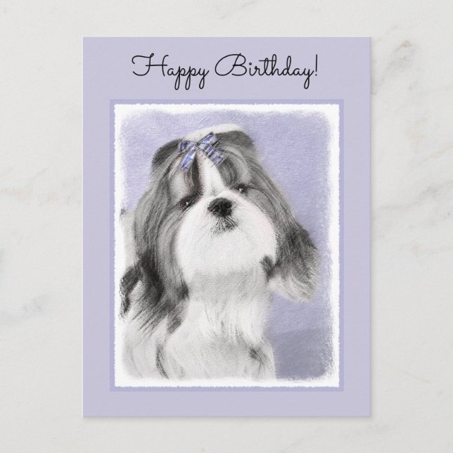 Shih Tzu Painting - Cute Original Dog Art Postcard (Front)