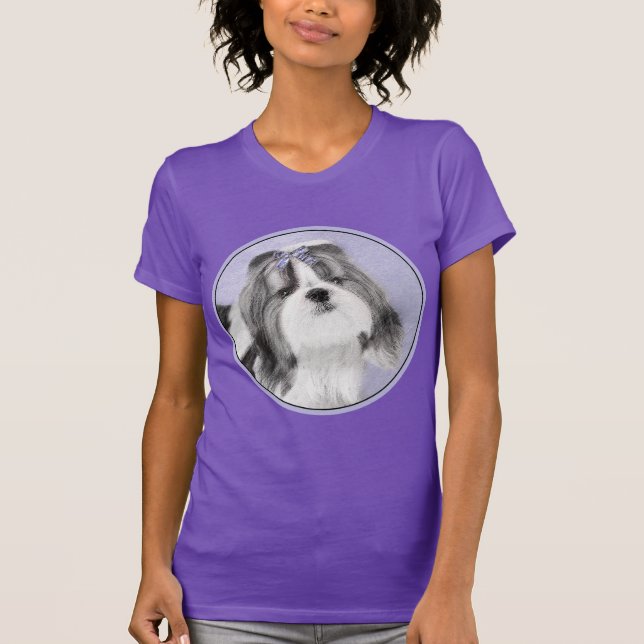Shih Tzu Painting - Cute Original Dog Art T-Shirt (Front)