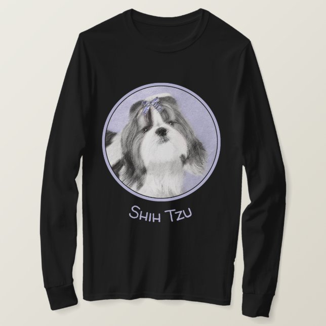 Shih Tzu Painting - Cute Original Dog Art T-Shirt (Design Front)