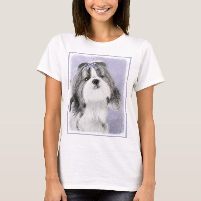 Shih Tzu Painting - Cute Original Dog Art T-Shirt (Front)