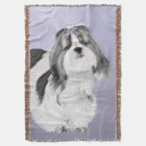 Shih Tzu Painting _ Cute Original Dog Art Throw Blanket