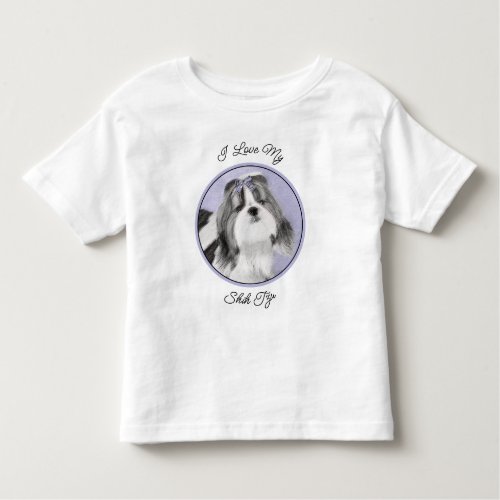 Shih Tzu Painting _ Cute Original Dog Art Toddler T_shirt