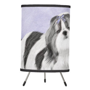 Shih Tzu Painting - Cute Original Dog Art Tripod Lamp