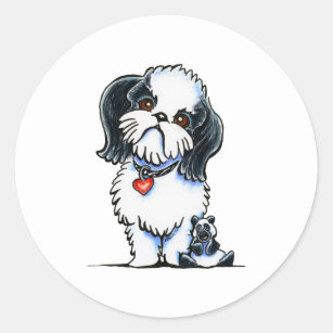 shih tzu black and white boy clipart