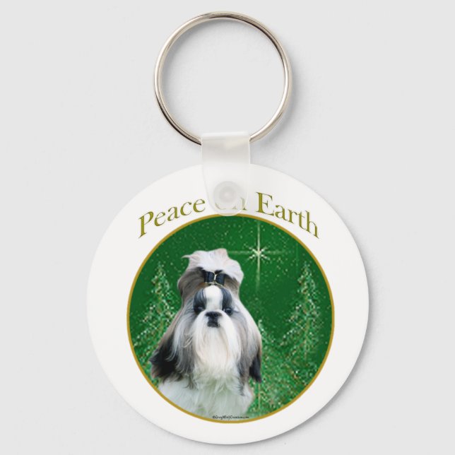 Shih Tzu Peace on Earth Keychain (Front)