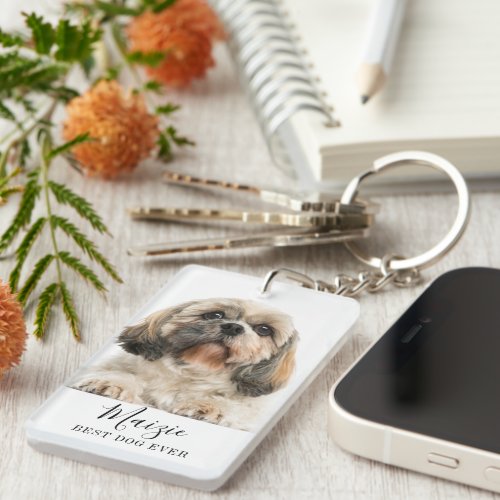 Shih Tzu Personalized Pet Dog Photo Keychain