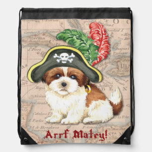 Shih Tzu Pirate Drawstring Bag