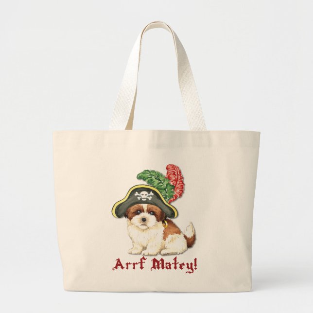 Shih Tzu Pirate Large Tote Bag (Front)
