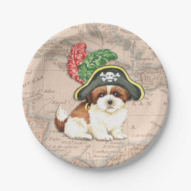 Shih Tzu Pirate Paper Plates (Front)