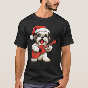 Shih Tzu Playing Guitar Xmas Shih Tzu Dog Lover Ch T-Shirt