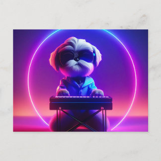 Shih Tzu Playing Piano Postcard