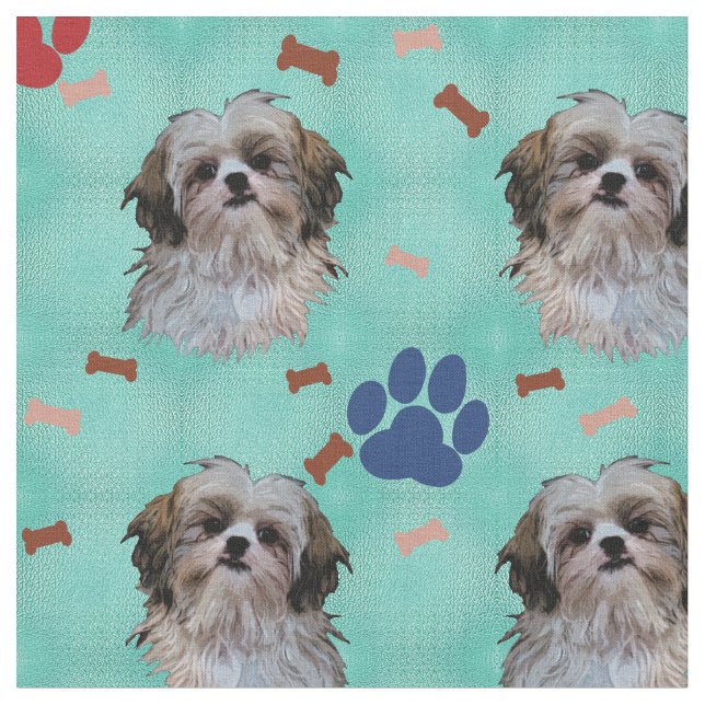 Shih Tzu Portrait Fabric (Close Up)