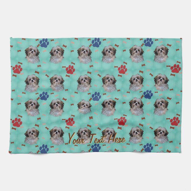 Shih Tzu Portrait Kitchen Towel (Horizontal)