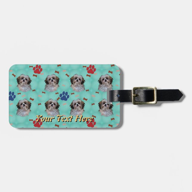 Shih Tzu Portrait Luggage Tag (Front Horizontal)