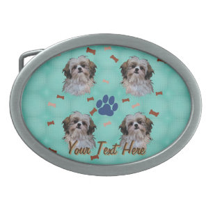 Shih Tzu Portrait Oval Belt Buckle