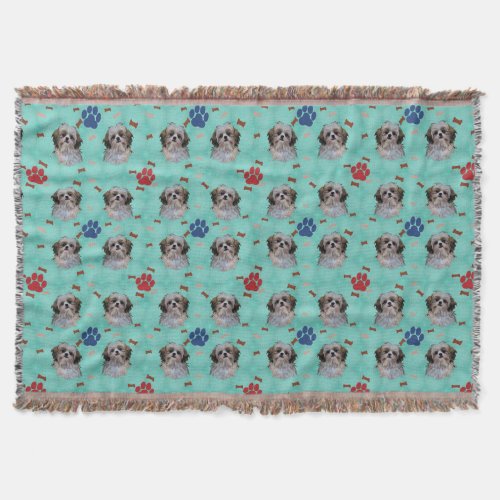 Shih Tzu Portrait Throw Blanket