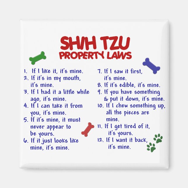 SHIH TZU Property Laws 2 Magnet (Front)