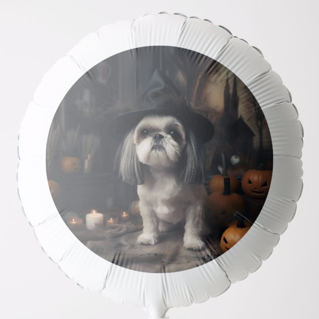 Shih Tzu Pumpkins Halloween Scary  Balloon (Front)