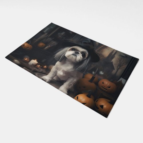 Shih Tzu Pumpkins Halloween Scary  Doormat