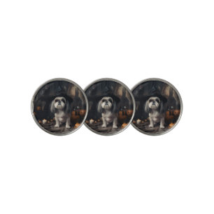 Shih Tzu Pumpkins Halloween Scary Golf Ball Marker