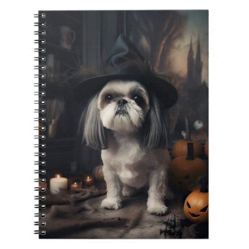 Shih Tzu Pumpkins Halloween Scary  Notebook