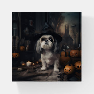 Shih Tzu Pumpkins Halloween Scary  Paperweight