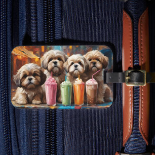 Shih Tzu Puppies and Milkshakes Luggage Tag