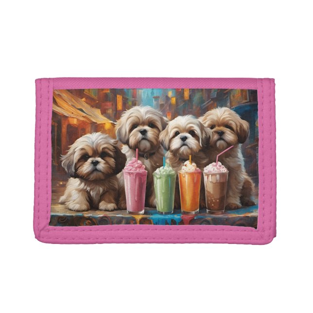 Shih Tzu Puppies and Milkshakes Trifold Wallet (Front)