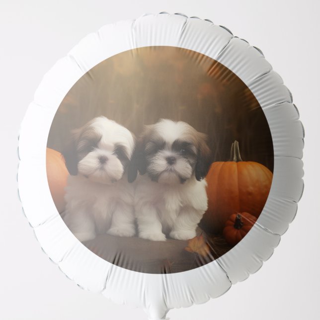 Shih Tzu Puppy Autumn Delight Pumpkin  Balloon (Front)