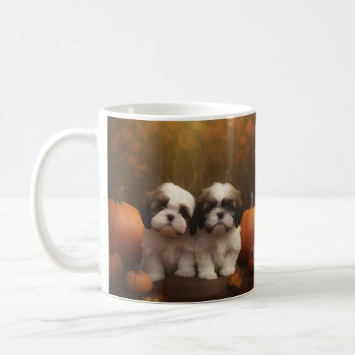 Shih Tzu Puppy Autumn Delight Pumpkin  Coffee Mug