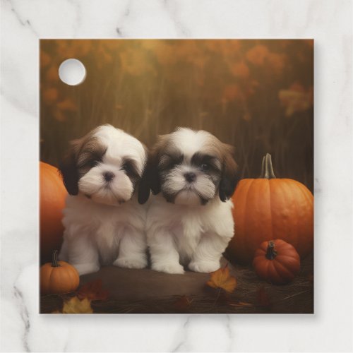 Shih Tzu Puppy Autumn Delight Pumpkin  Favor Tags